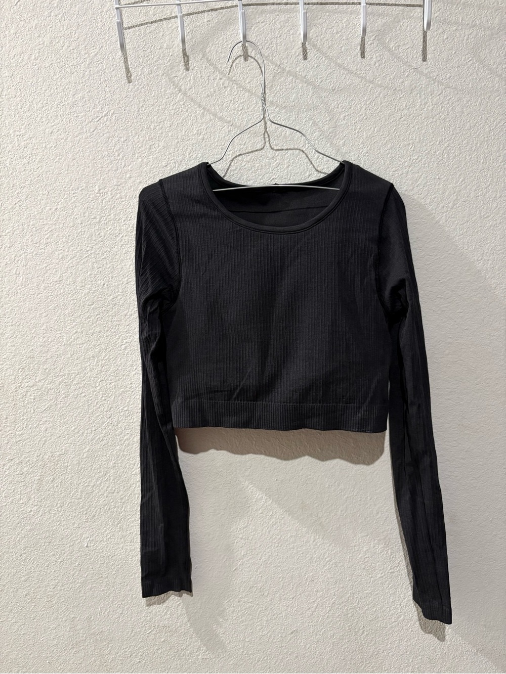 lululemon athletica Black Ribbed Long-Sleeve Crop Top